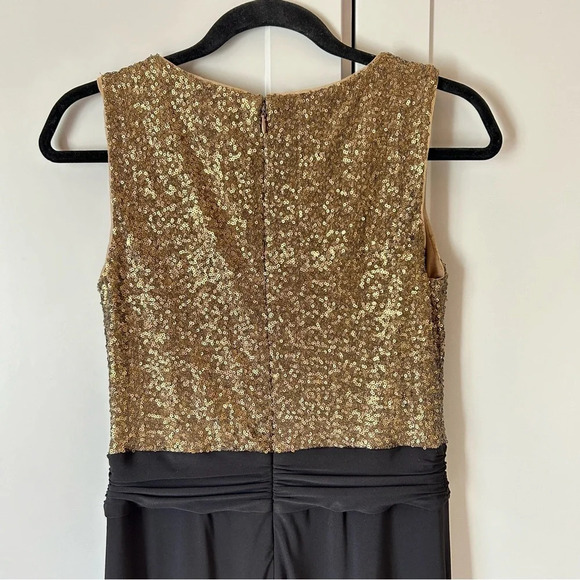 Lauren Ralph Lauren Women’s Size 6 Dress Brass Tone Sequin Faux Wrap Skirt Party - Picture 4 of 9
